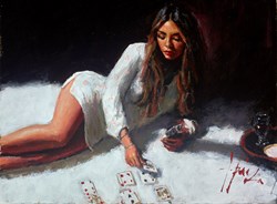 Solitaire II (White) by Fabian Perez - Original Painting on Stretched Canvas sized 16x12 inches. Available from Whitewall Galleries